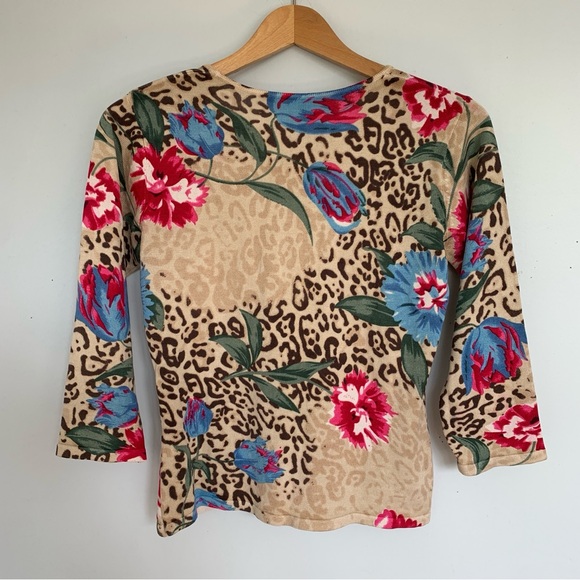 Y2K JOSEPH A. LONG SLEEVED LEOPARD FLORAL - Picture 6 of 6